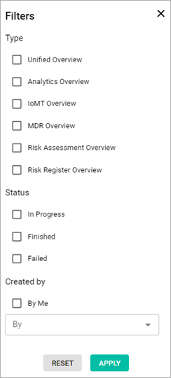 Filters panel